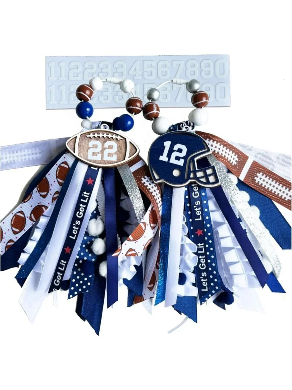 Set of 2 Sports Keychains - Player Number Charms 0-99 for Bags & Backpacks